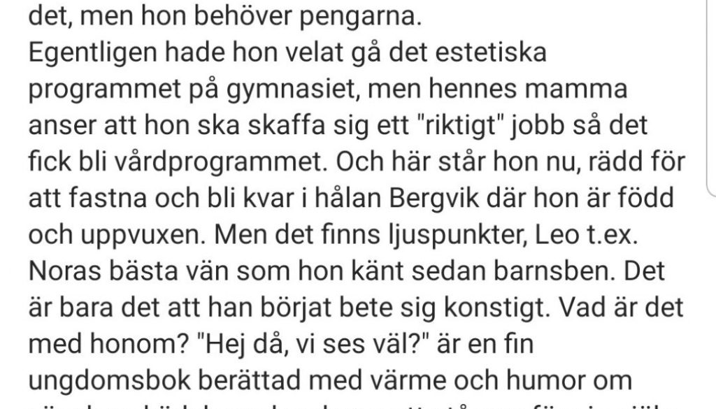 Bokbloggen Drakbella om Hej då, vi ses väl?